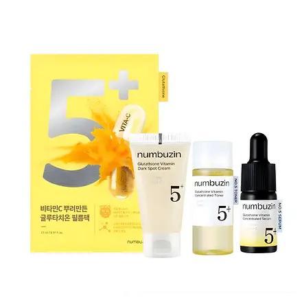 Numbuzin – No.5 Glutathione Vitamin Trial Kit for Brightening, 30ml, 10ml, 15ml, 1sheet